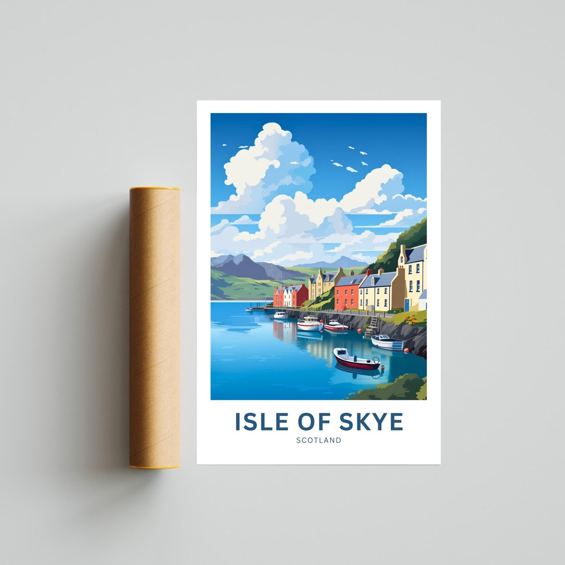Isle of Skye Scotland Harbor Village Boats Vintage Travel Poster - Image 4