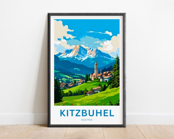 Kitzbuhel Vintage Travel Poster, Austria Wall Art