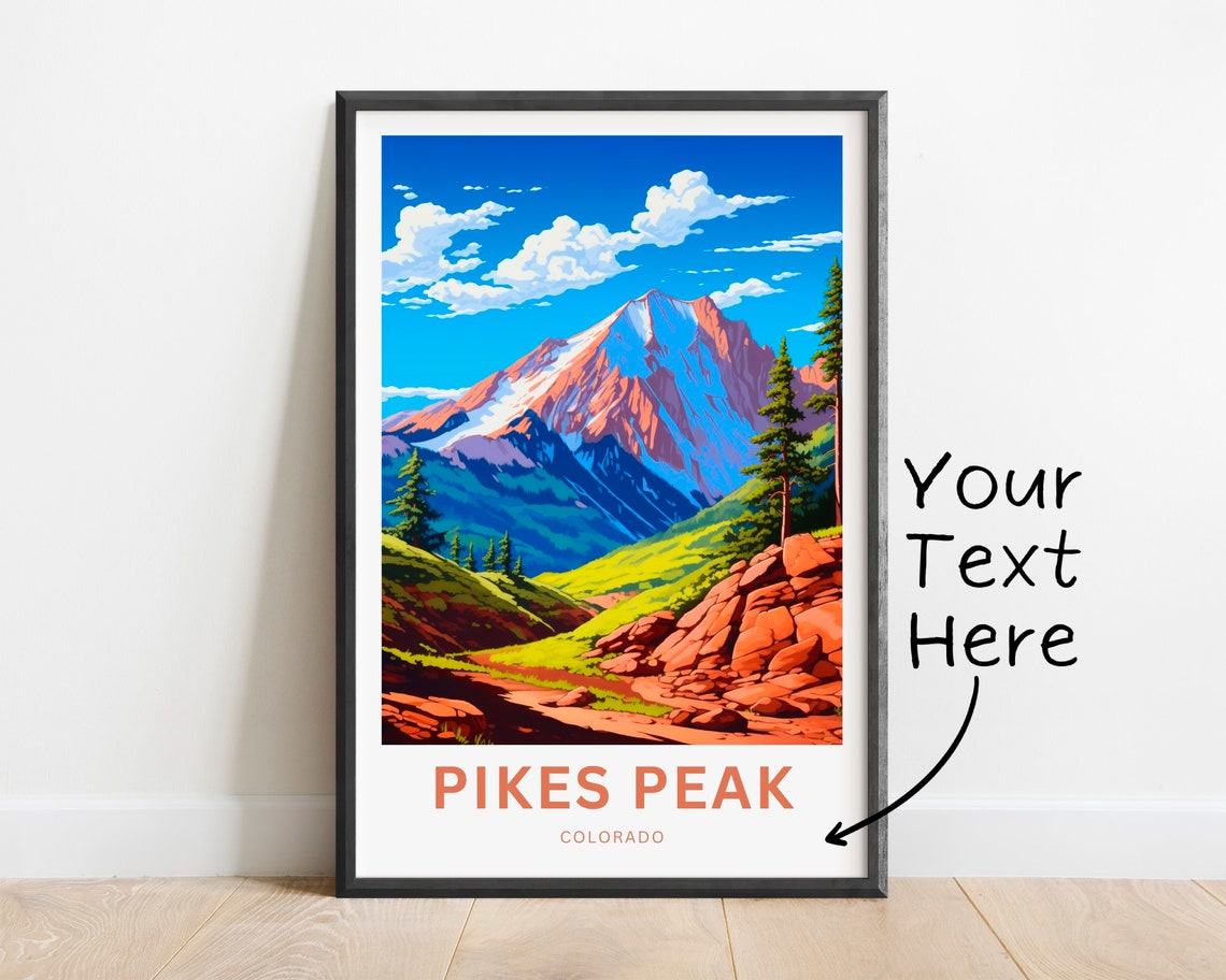 Pikes Peak Colorado Personalized Rocky Mountain Summit Travel Poster