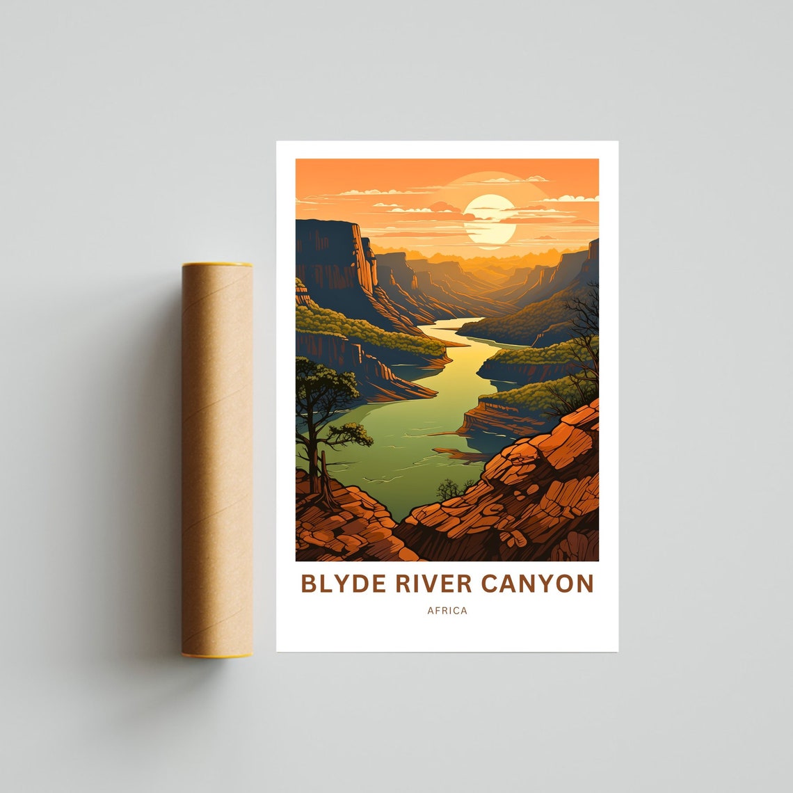 Blyde River Canyon Africa Sunlit River Cliffs Vista Travel Poster - Image 2