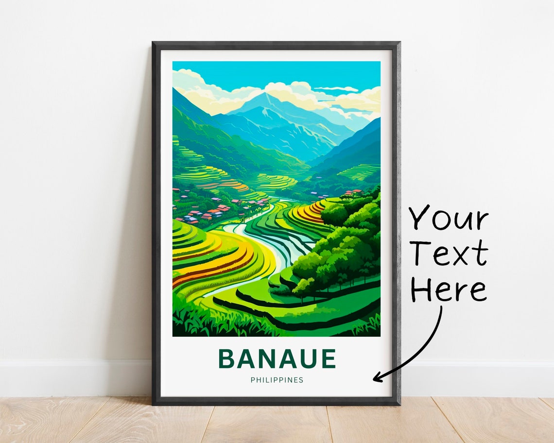 Banaue Philippines Rice Terraces Valley Personalized Travel Poster