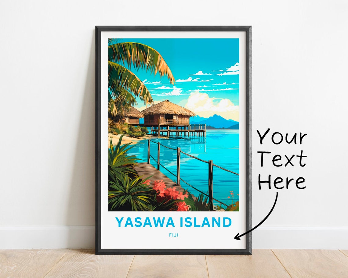 Yasawa Island Fiji Personalized Thatched Bungalow Lagoon Poster