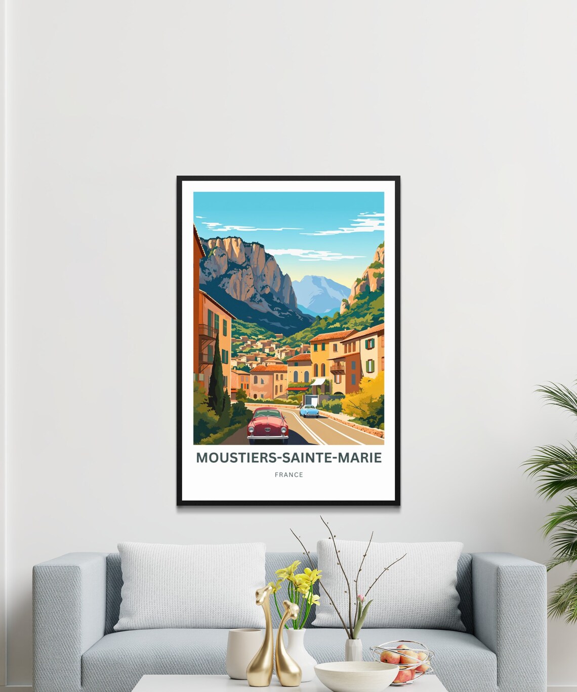 Moustiers-Sainte-Marie France Village Road Vintage Cars Travel Poster - Image 4