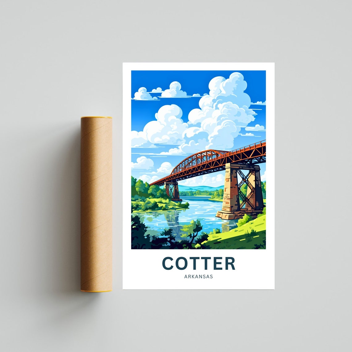 Cotter Arkansas Historic Steel Truss Bridge River Travel Poster - Image 4