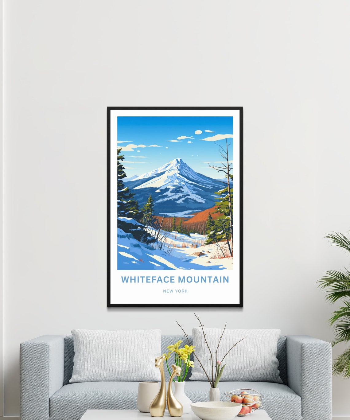 Personalized Whiteface Mountain New York Snowy Winter Peak Poster - Image 3