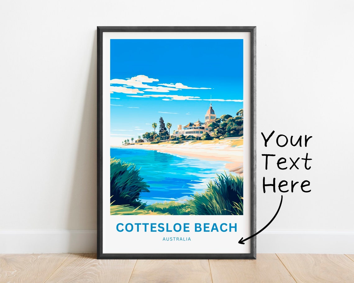 Cottesloe Beach Australia Shoreline Historic Personalized Poster