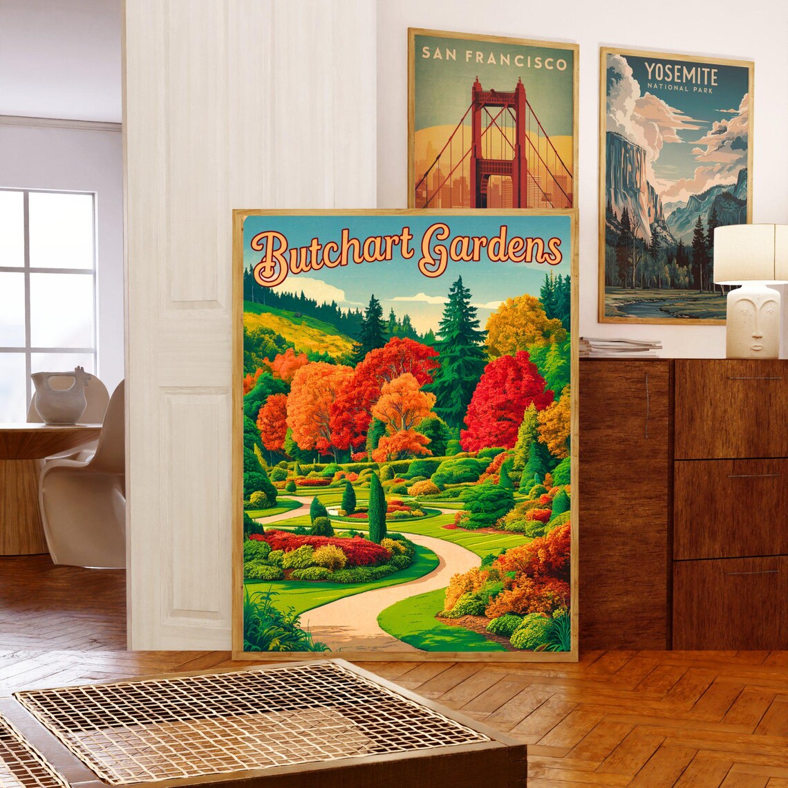 Butchart Gardens Vintage Travel Poster Autumn Garden Landscape - Image 5