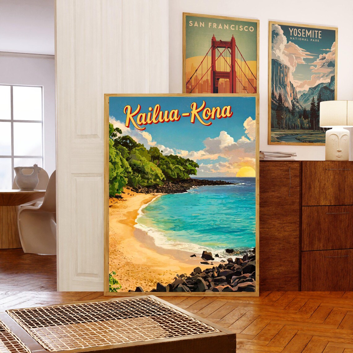 Kailua Kona Hawaii Sunset Beach Cove Turquoise Water Travel Poster - Image 5