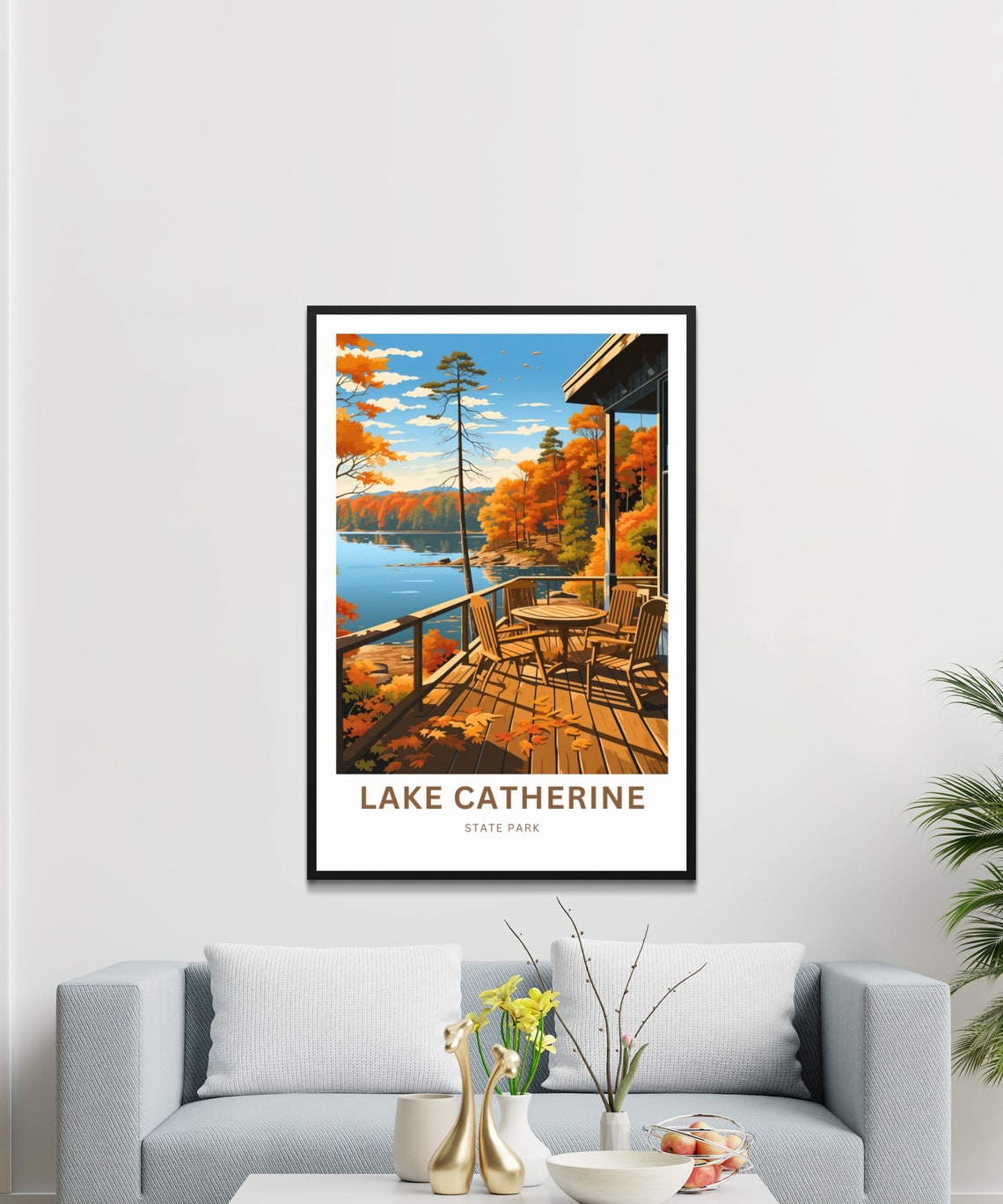 Personalized Lake Catherine State Park Autumn Deck Travel Poster - Image 3