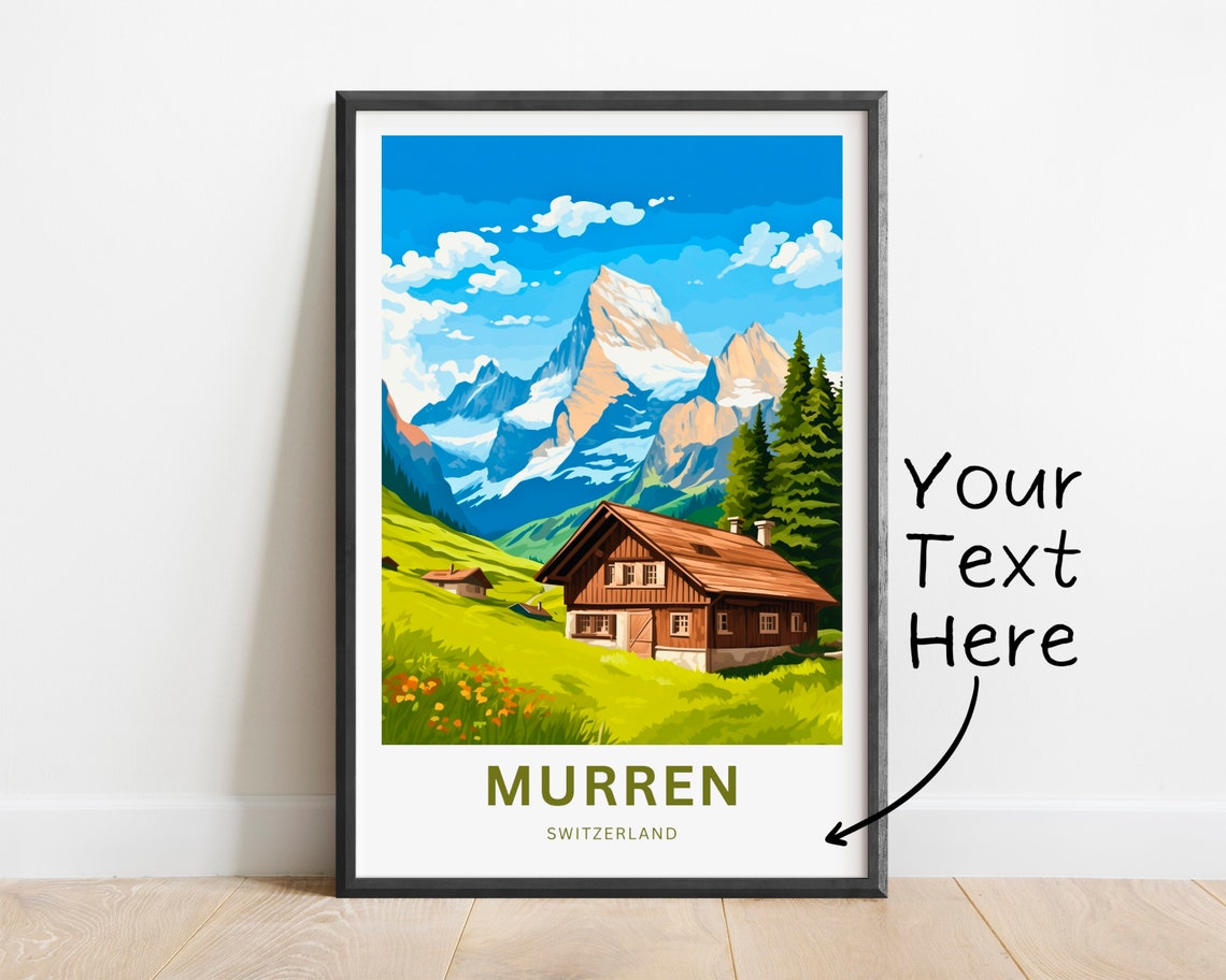 Personalized Murren Switzerland Alpine Chalet Travel Gift Poster