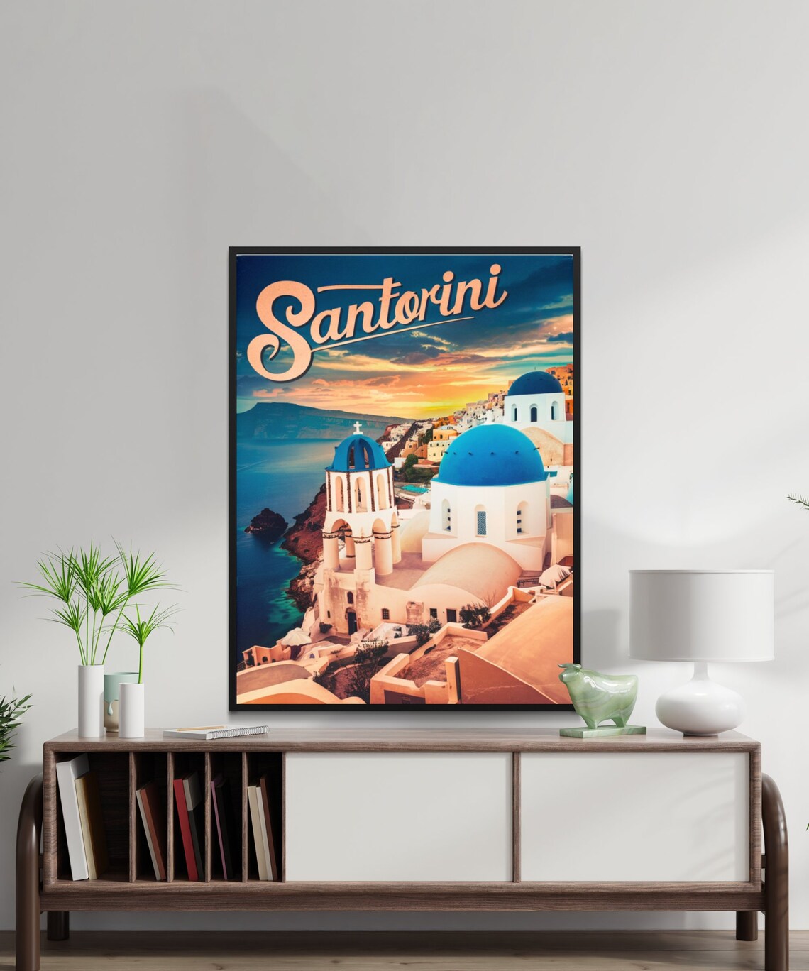 Santorini Vintage Travel Poster, Greece Travel Poster - Image 2