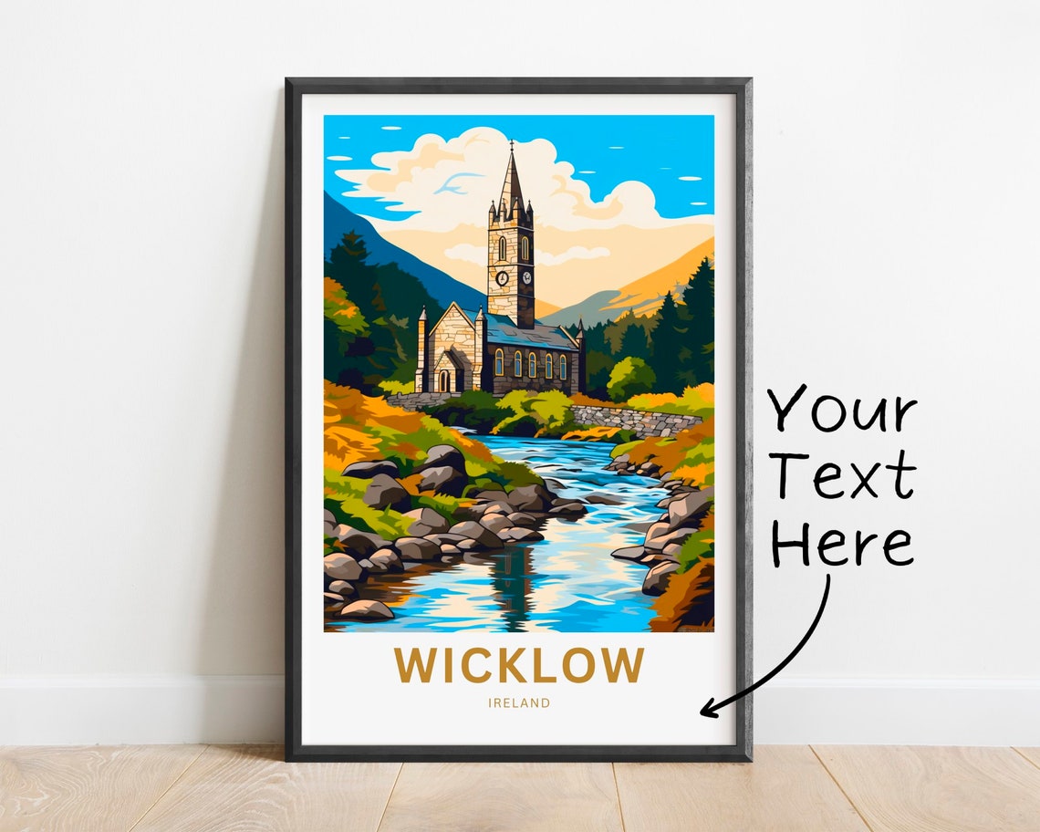 Wicklow Ireland Stone Church Clock Tower Personalized Gift Poster