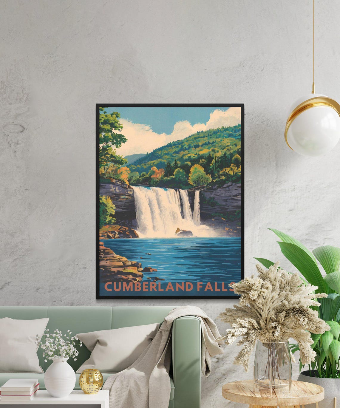 Cumberland Falls Blue Pool Cascade Nature Vintage Travel Poster - Image 3