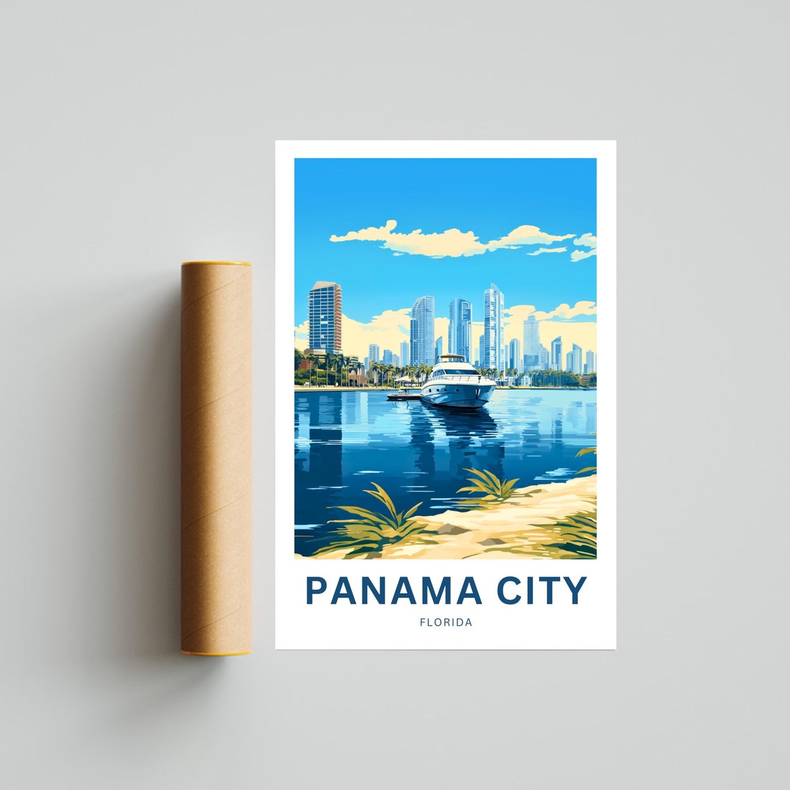 Personalized Panama City Florida Marina Custom Text Travel Poster - Image 4