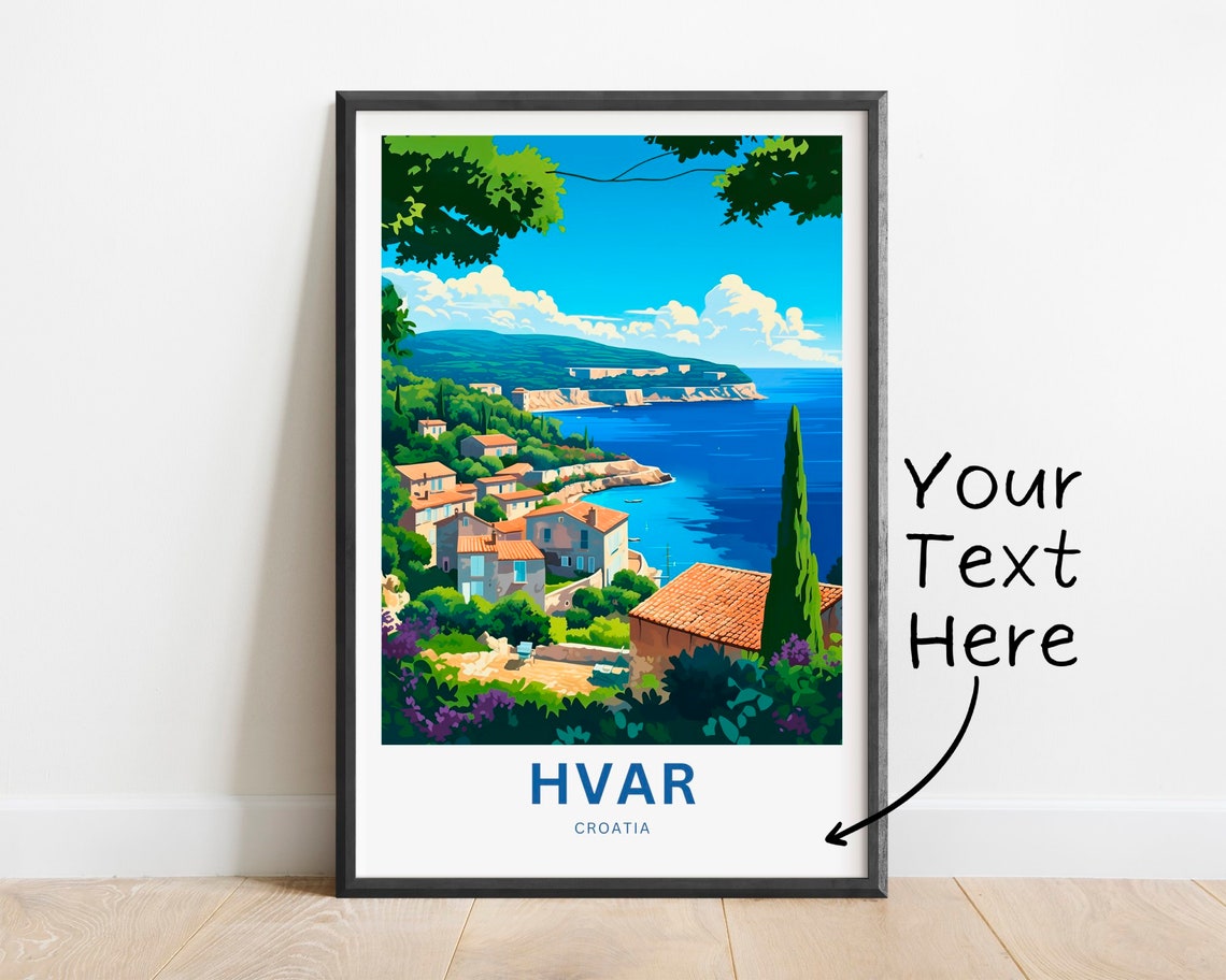 Personalized Hvar Croatia Cypress Coast Village Travel Poster