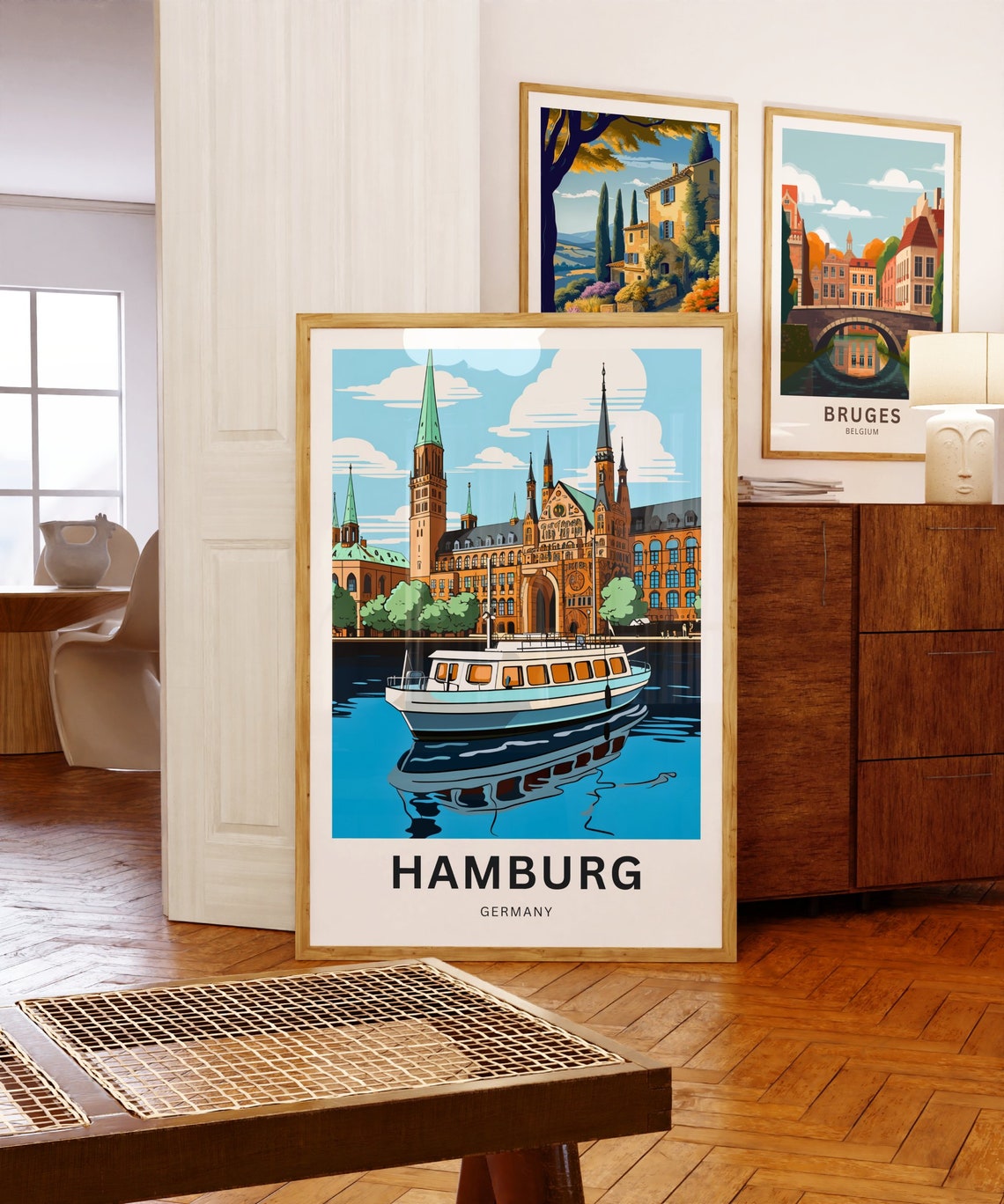 Hamburg Germany Beautiful City Hall Harbor Sunset View Poster - Image 5