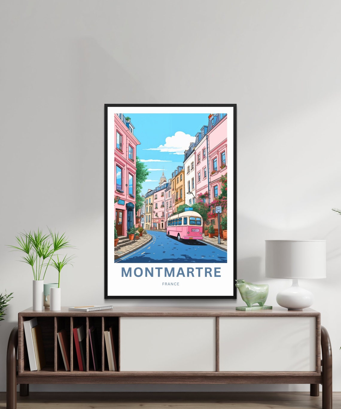 Montmartre France Pink Street Bus Personalized Travel Poster - Image 2