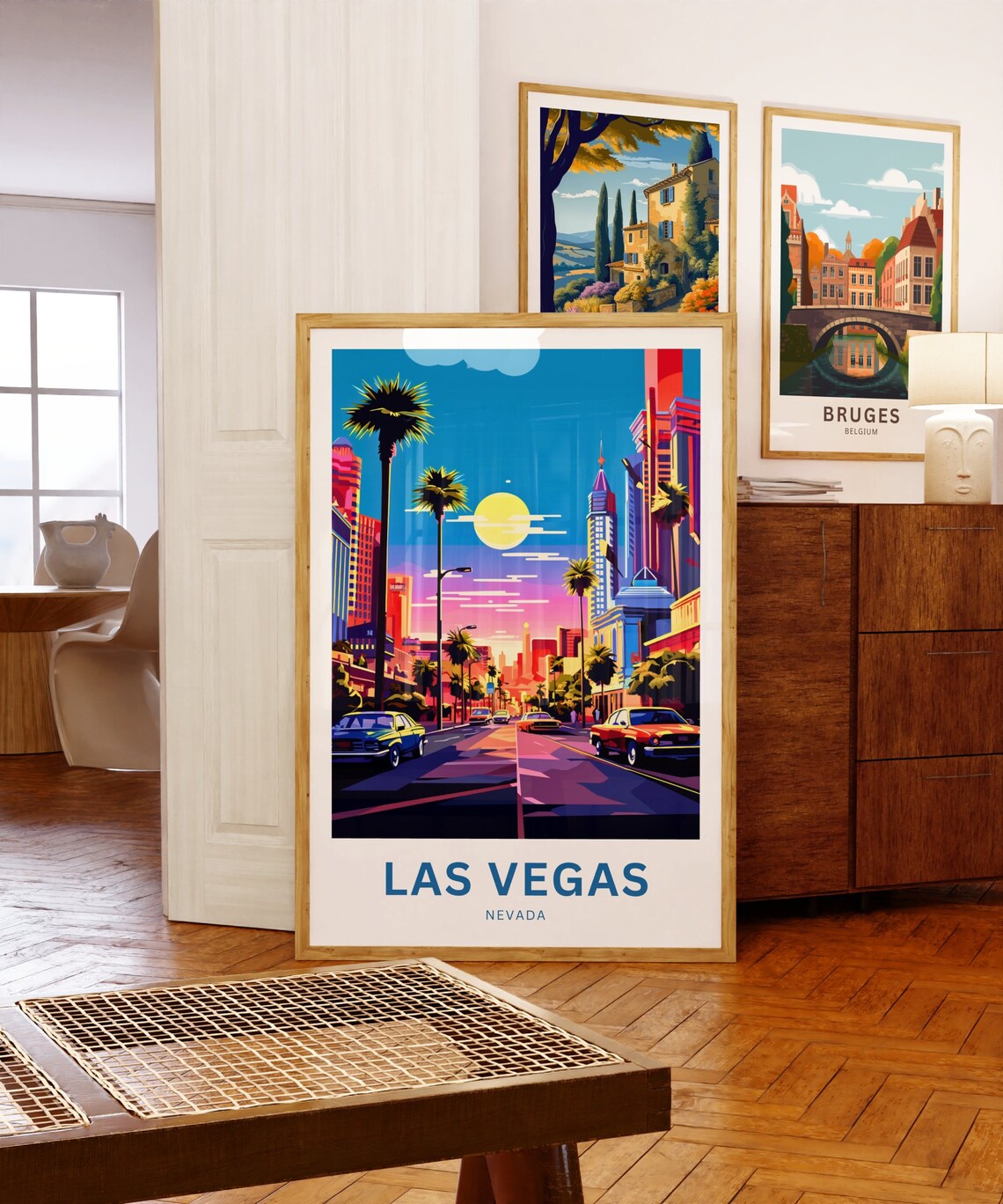 Personalized Las Vegas Sunset Strip Vintage Cars Custom Travel Poster - Image 5