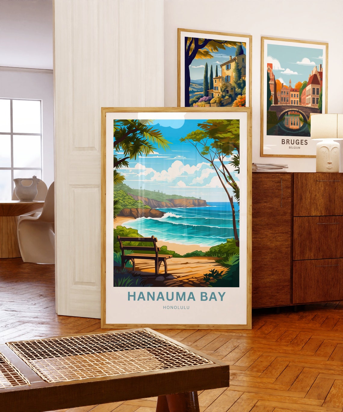 Hanauma Bay Honolulu Tropical Beach Cove Waves Travel Poster - Image 5