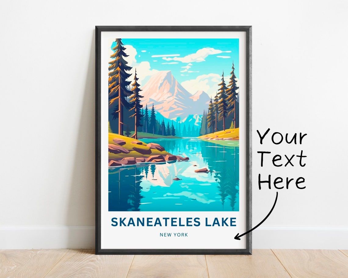 Skaneateles Lake New York Mountain Mirror Custom Text Poster