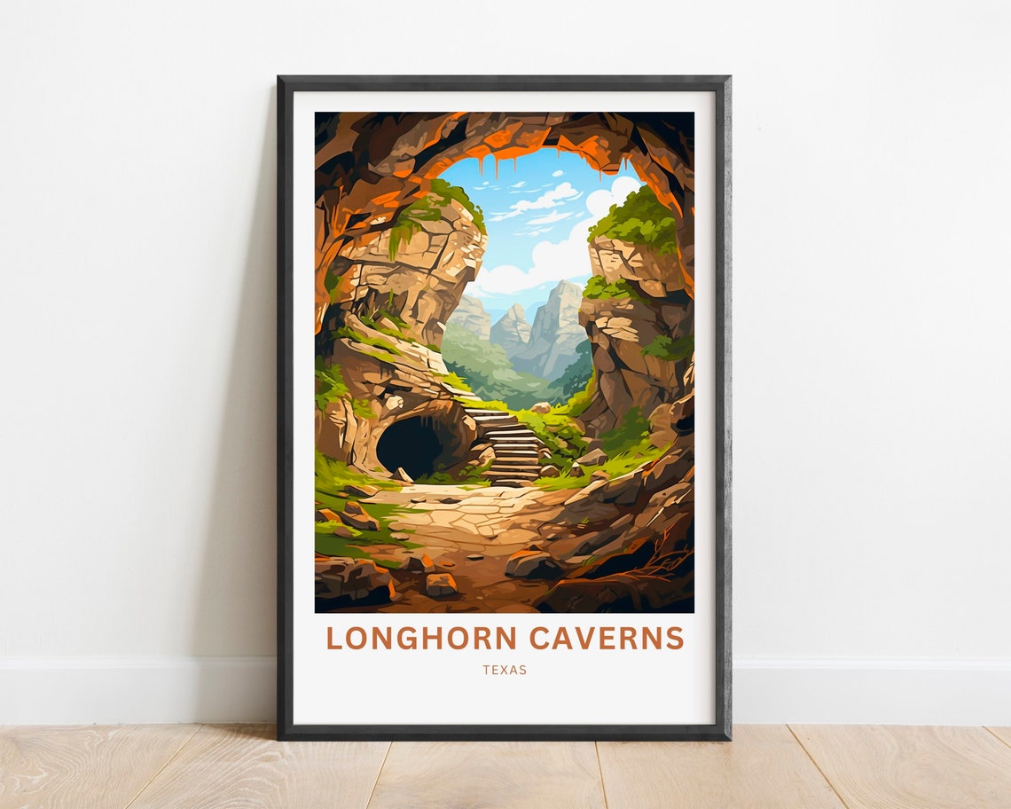 Longhorn Caverns Texas Cave Arch Stone Steps Nature Travel Poster