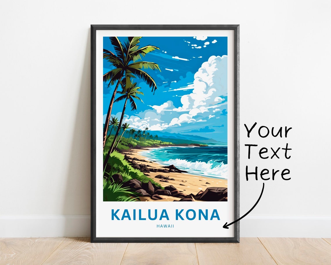 Kailua Kona Hawaii Tall Swaying Palm Beach Personalized Poster