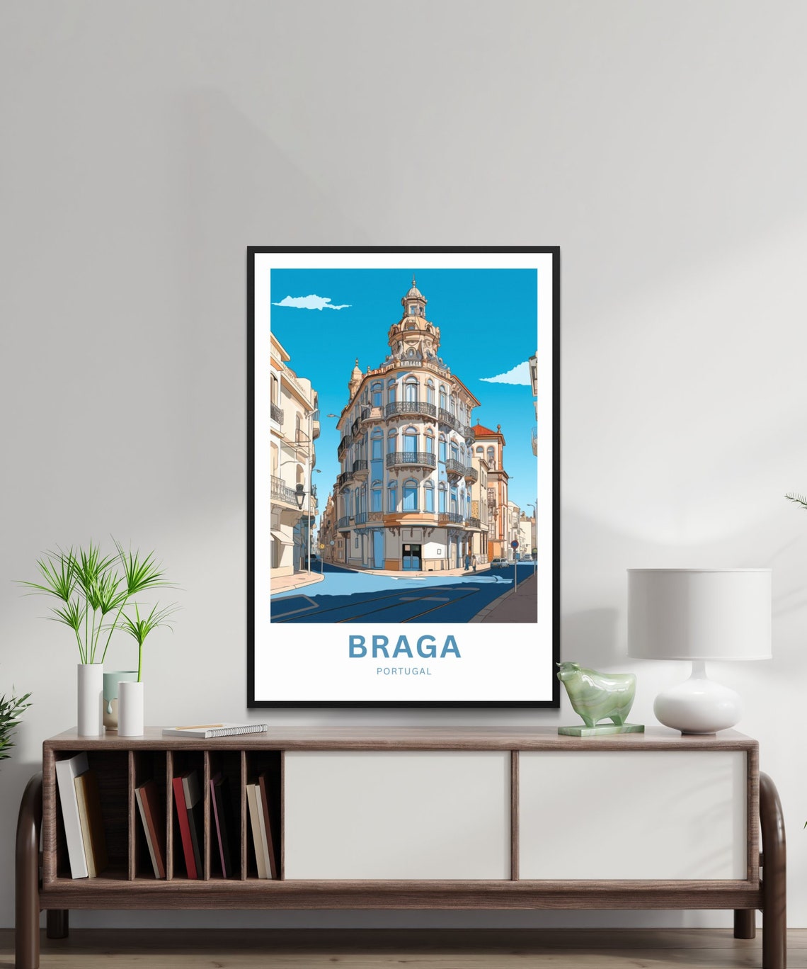 Personalized Braga Portugal Historic Street Custom Text Poster - Image 2