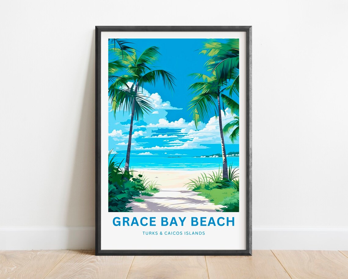 Grace Bay Travel Poster, Turks and Caicos Islands
