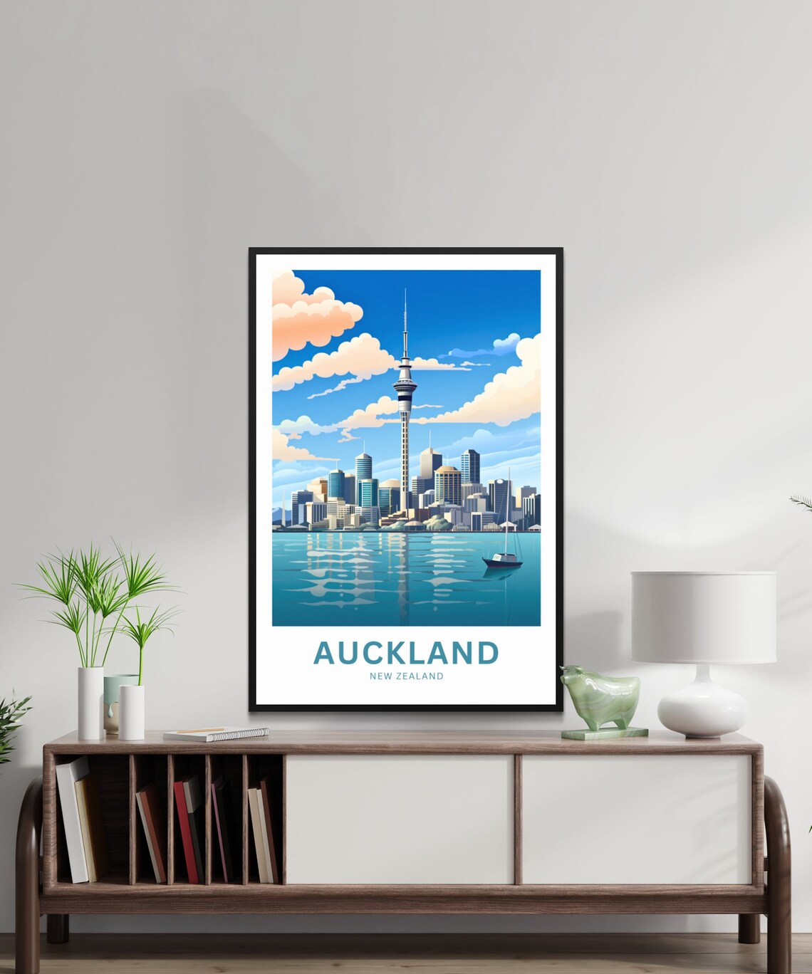 Personalized Auckland New Zealand Skyline and Sailboat Poster - Image 2