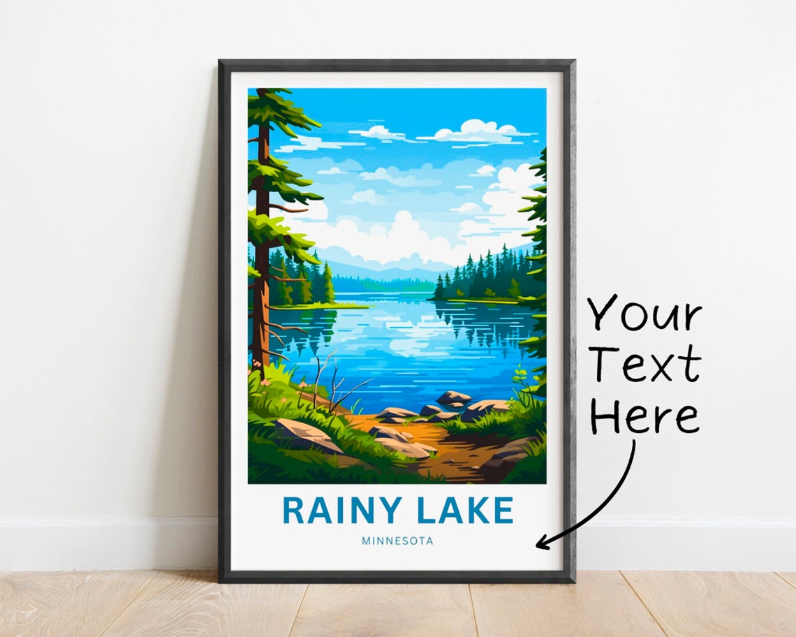 Rainy Lake Minnesota Forest Reflection Custom Text Travel Poster