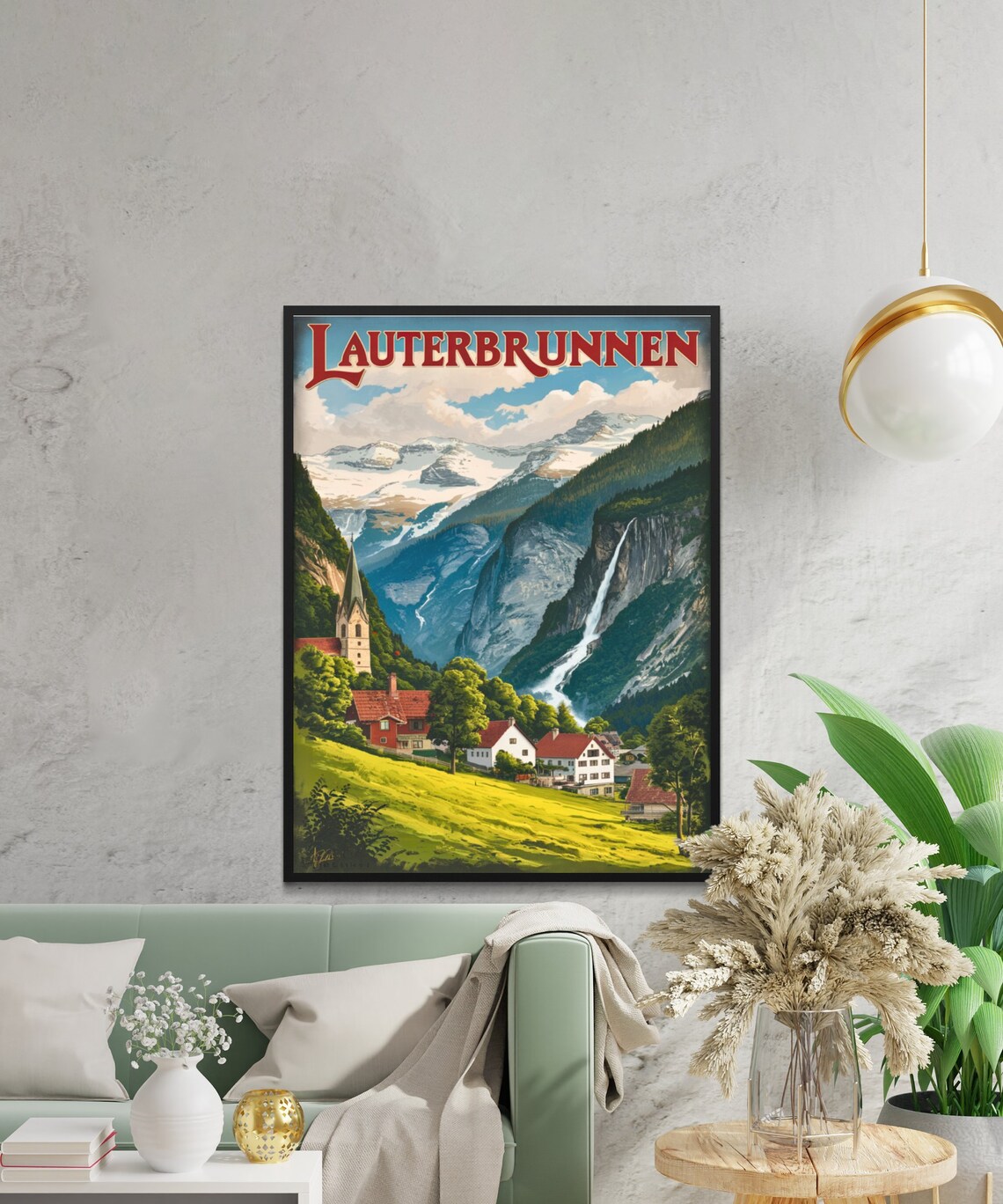 Lauterbrunnen Vintage Travel Poster, Switzerland Art Print - Image 2