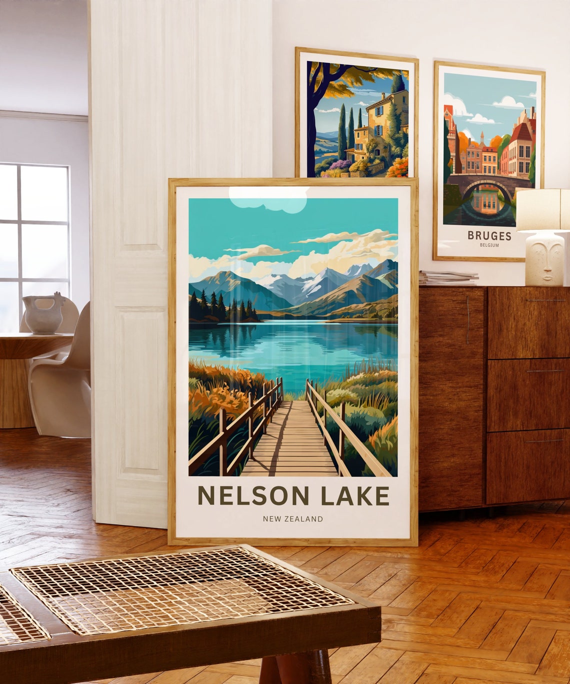 Nelson Lake New Zealand Personalized Wooden Boardwalk Travel Poster - Image 5