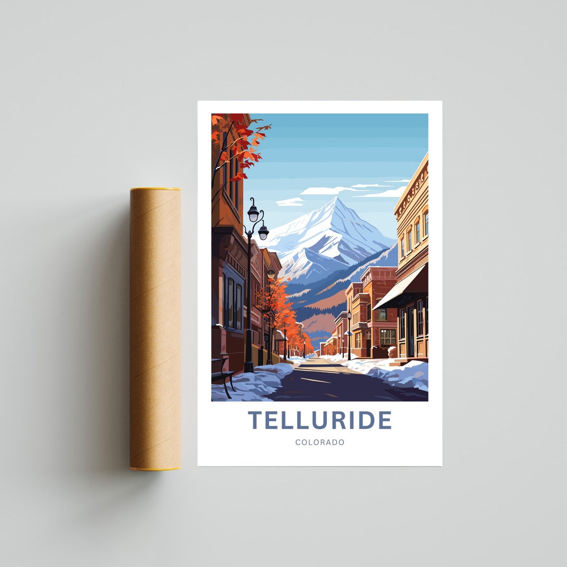 Telluride Colorado Autumn Street Personalized Mountain Poster - Image 4