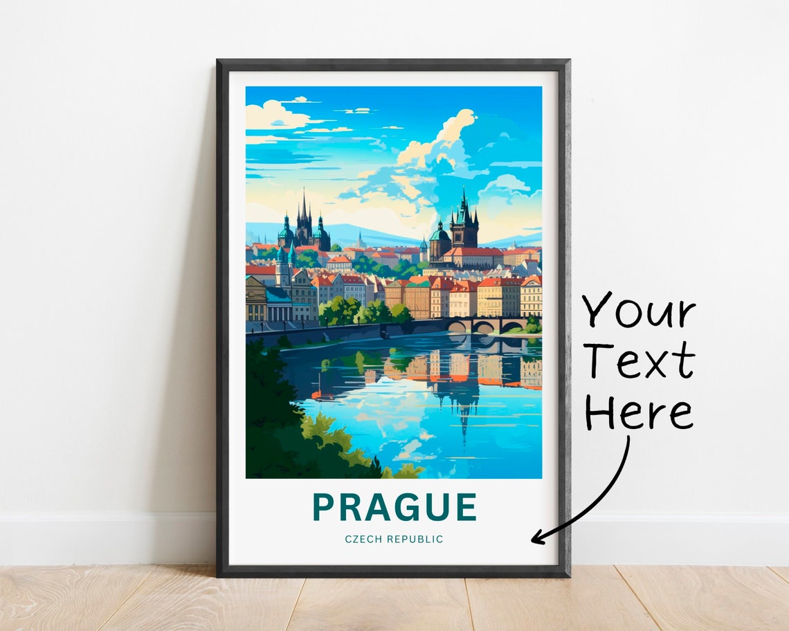 Personalized Prague Czech Republic Vintage Travel Poster Old Town Art