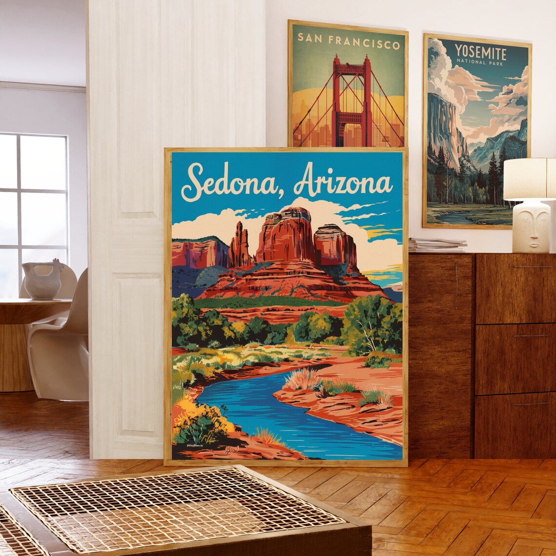 Sedona Arizona Red Rock Spires Desert Creek Vintage Travel Poster - Image 5