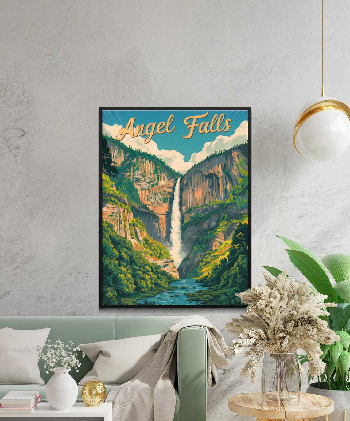 Angel Falls Venezuela Jungle Waterfall Vintage Travel Poster - Image 3