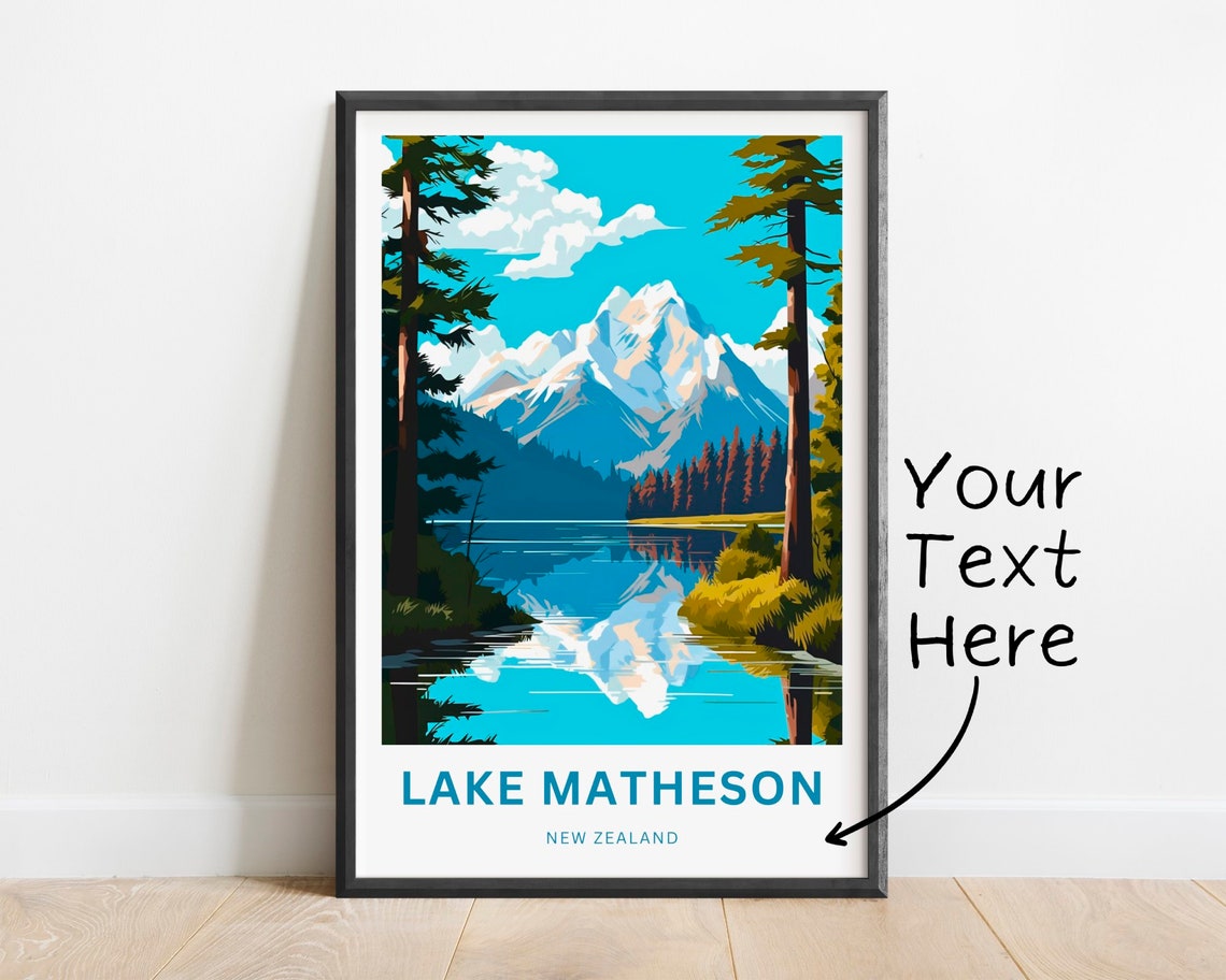 Personalized Lake Matheson New Zealand Custom Gift Travel Poster