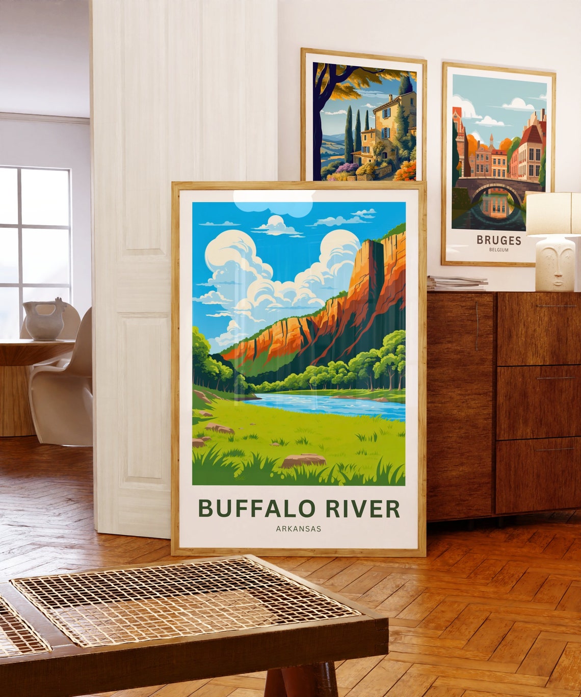 Buffalo River Arkansas Meadow Valley Cliffs Custom Travel Poster - Image 5