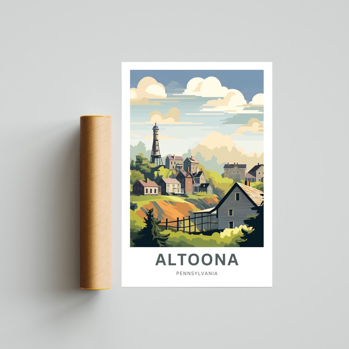 Altoona Pennsylvania Vintage Hillside Hometown Memory Travel Poster - Image 4