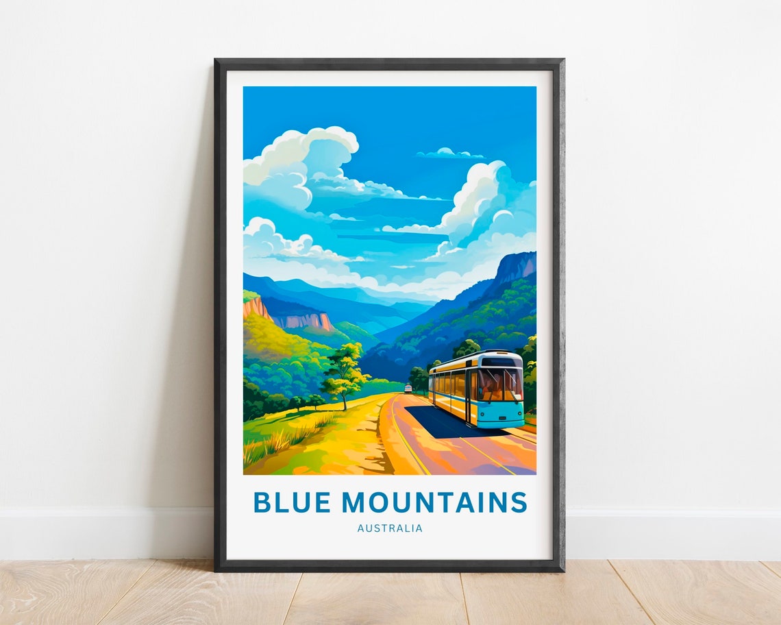 Blue Mountains Australia Mountain Rail Tram Journey Travel Poster