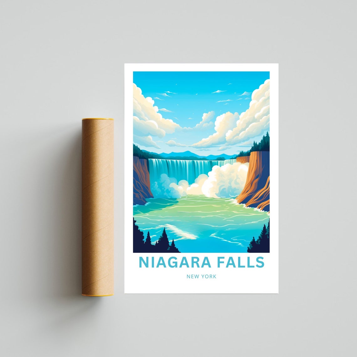 Personalized Niagara Falls New York Waterfall Mist Travel Poster - Image 4