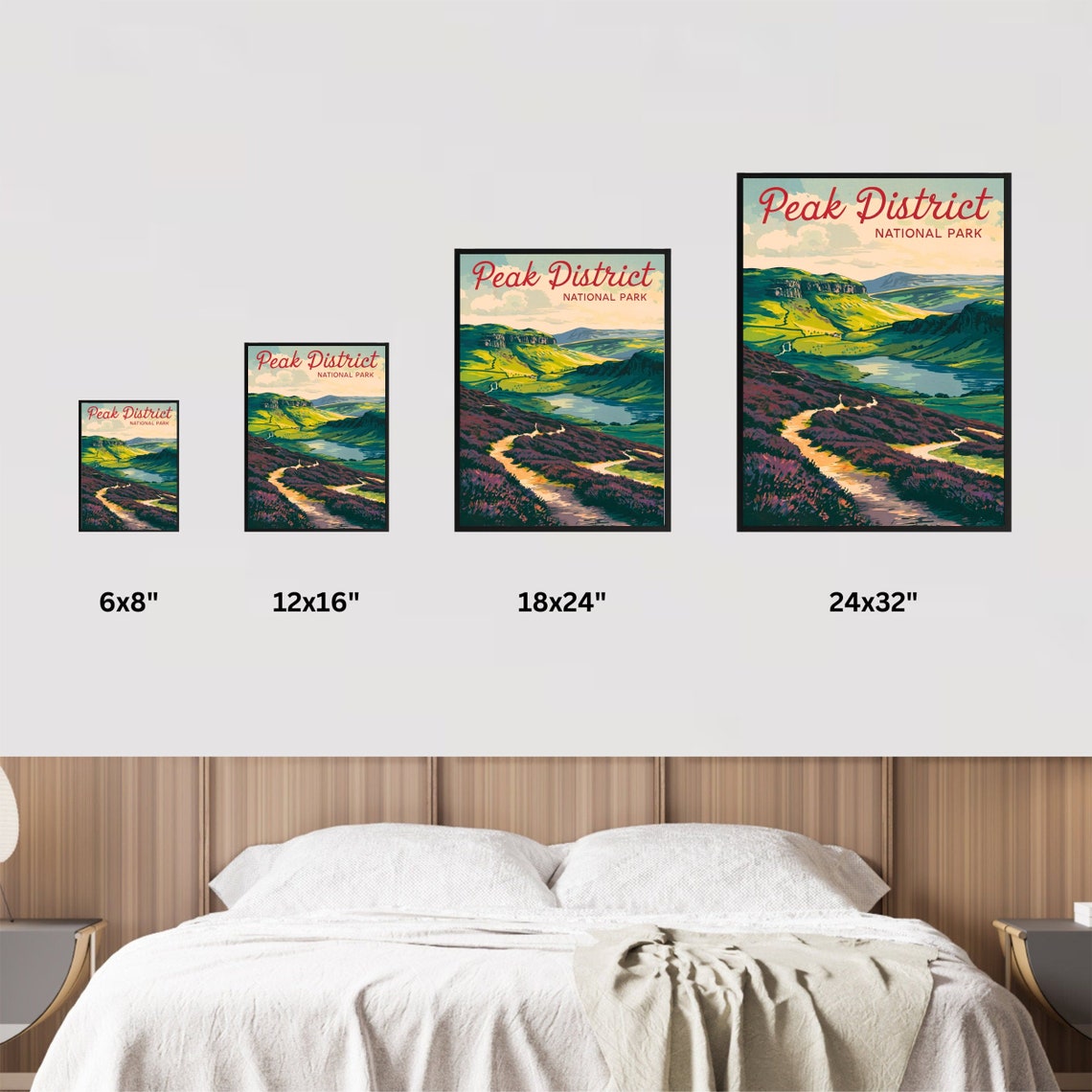 Peak District National Park Heather Moor Path Reservoir View Poster - Image 2