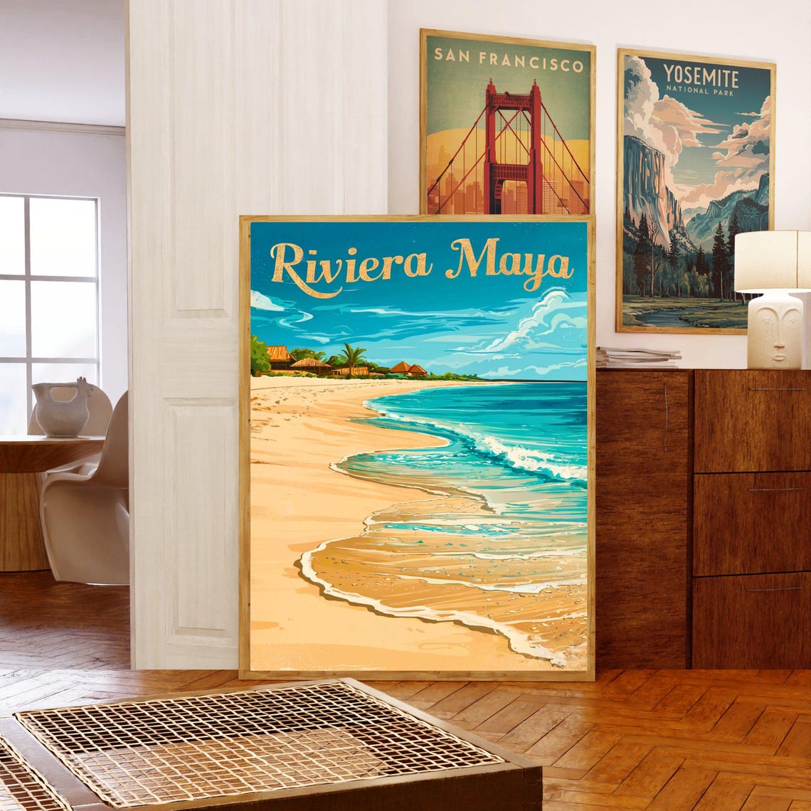 Riviera Maya Vintage Beach Huts Caribbean Coast Mexico Travel Poster - Image 5