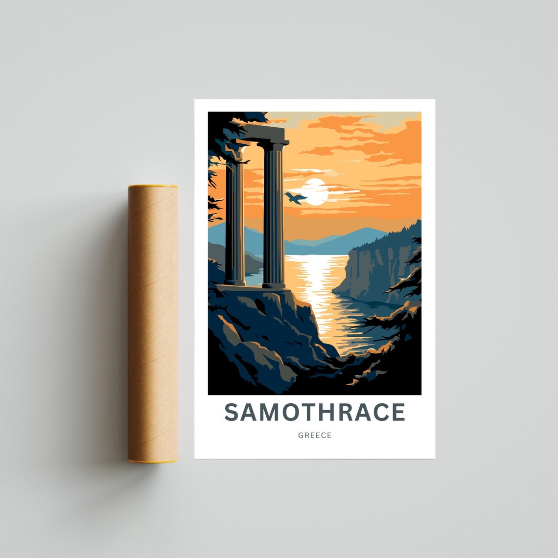 Samothrace Greece Ancient Sunset Columns Aegean Sea Travel Poster - Image 4