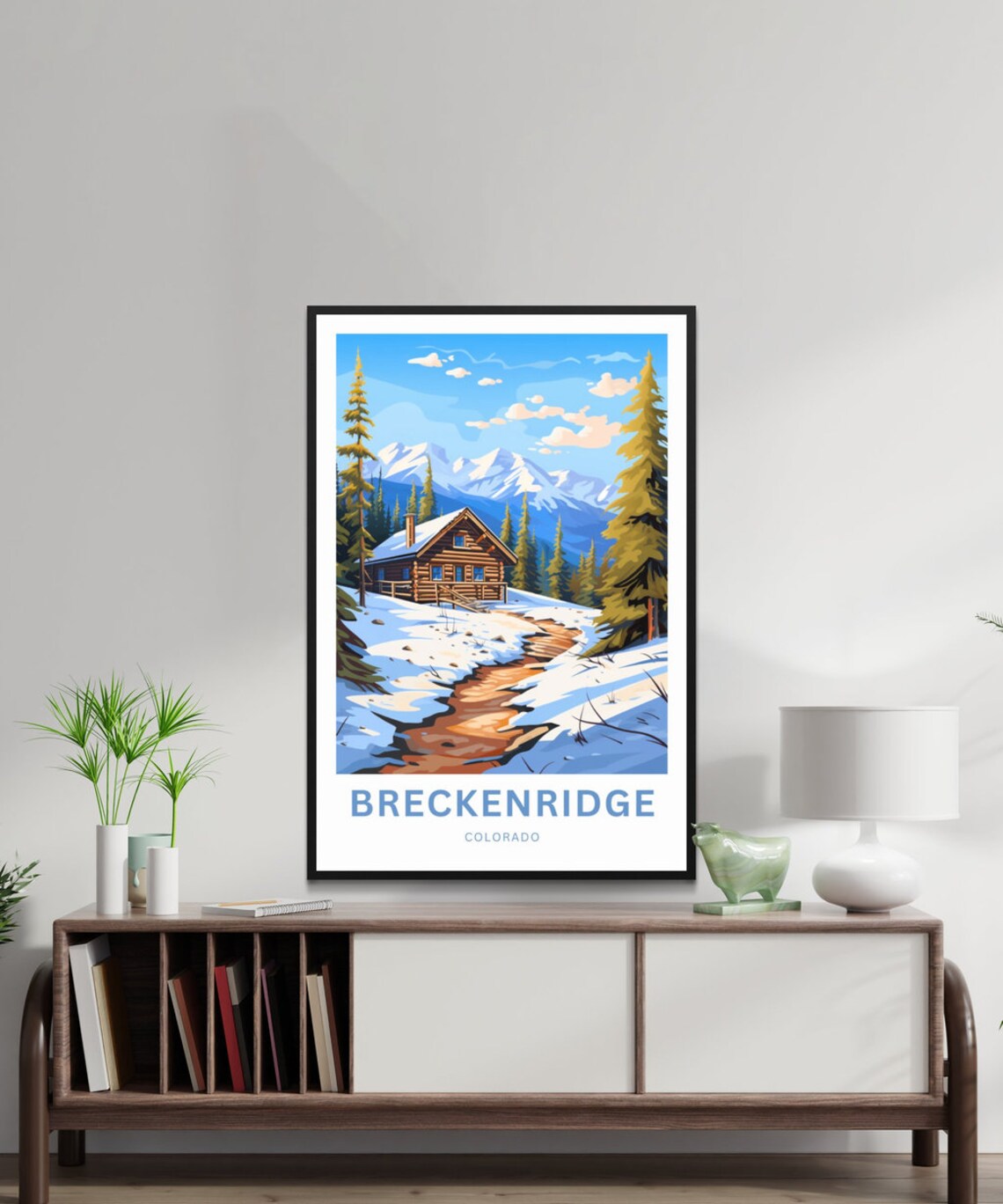 Breckenridge Colorado Snowy Log Cabin Winter Retro Travel Poster - Image 2