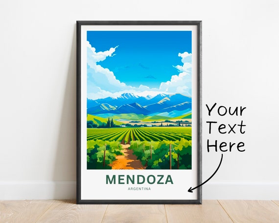 Personalized Mendoza Travel Print Mendoza Poster Argentina Wall Art Framed Present Gift Argentina Present