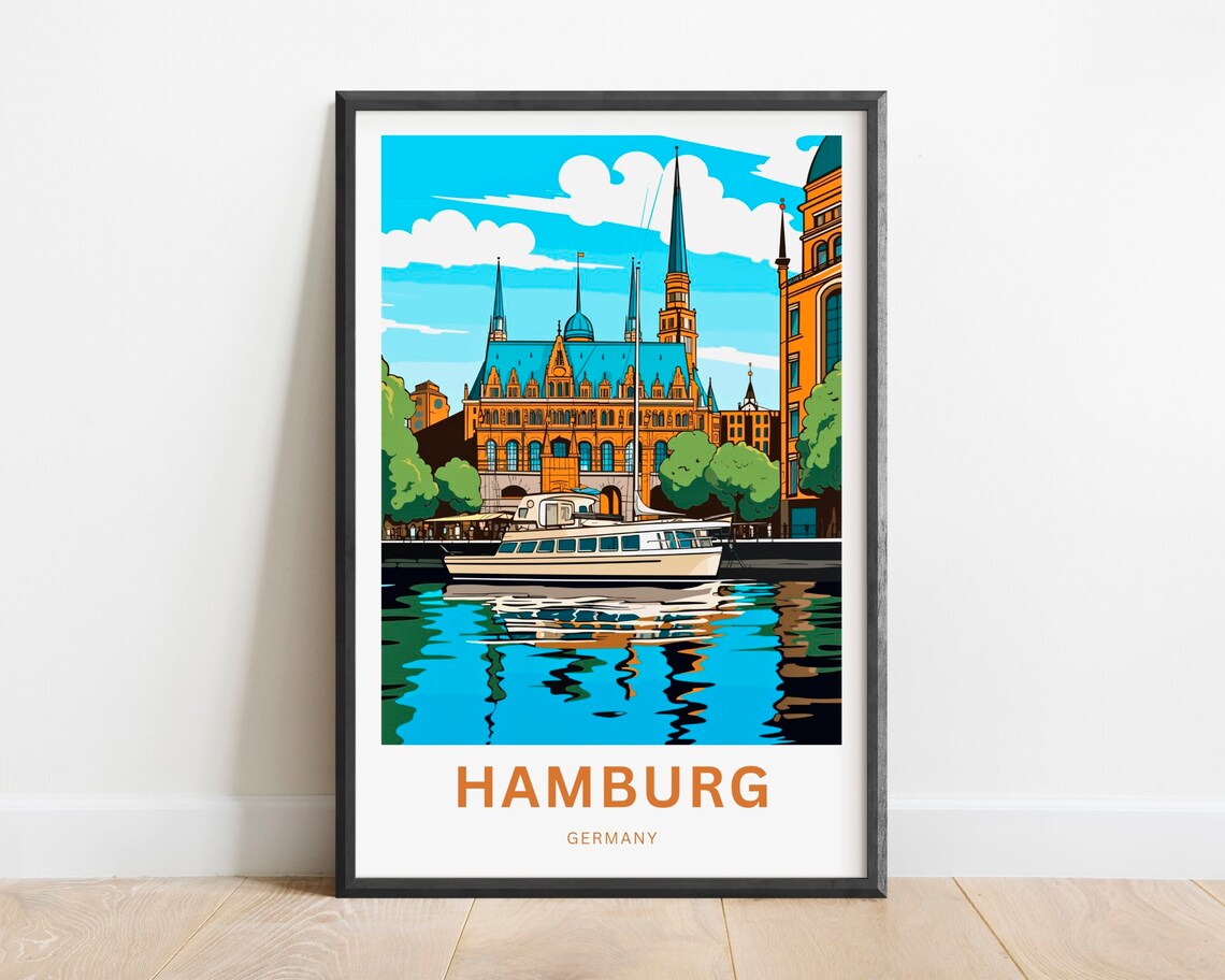Hamburg Germany Historic City Hall Harbor Boat Cruise View Poster