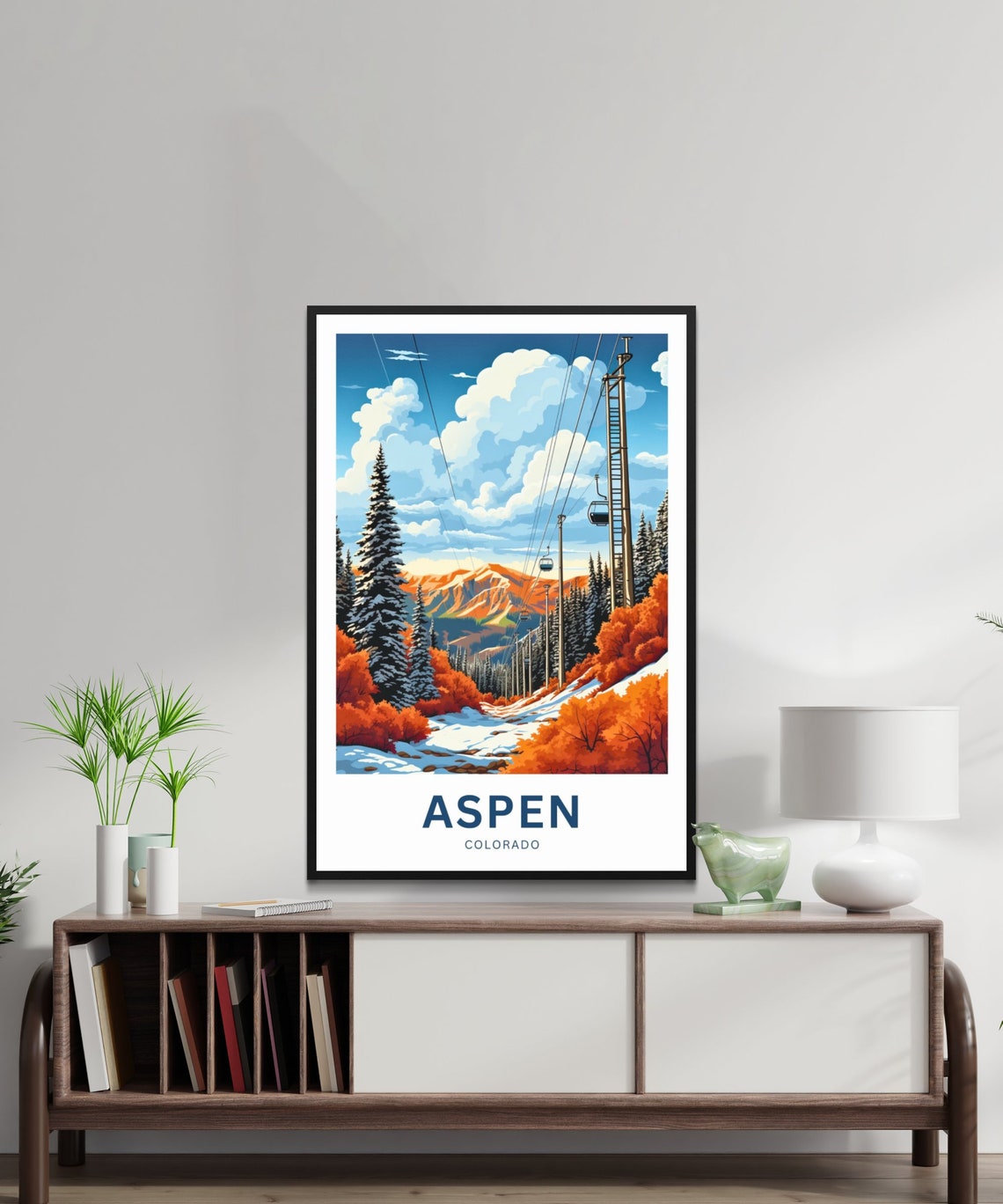 Personalized Aspen Colorado Ski Lift Autumn Foliage Travel Poster - Image 2