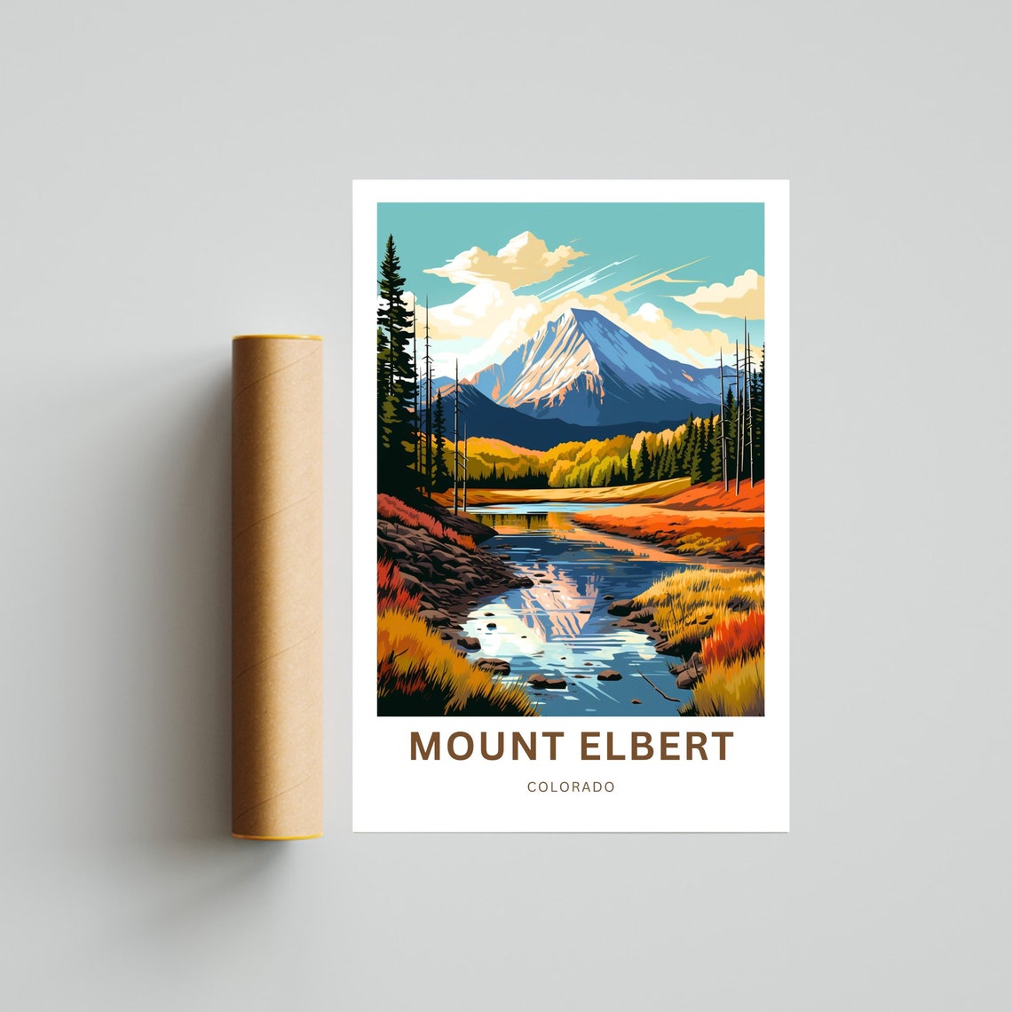 Personalized Mount Elbert Colorado Mountain Scene Travel Poster - Image 4