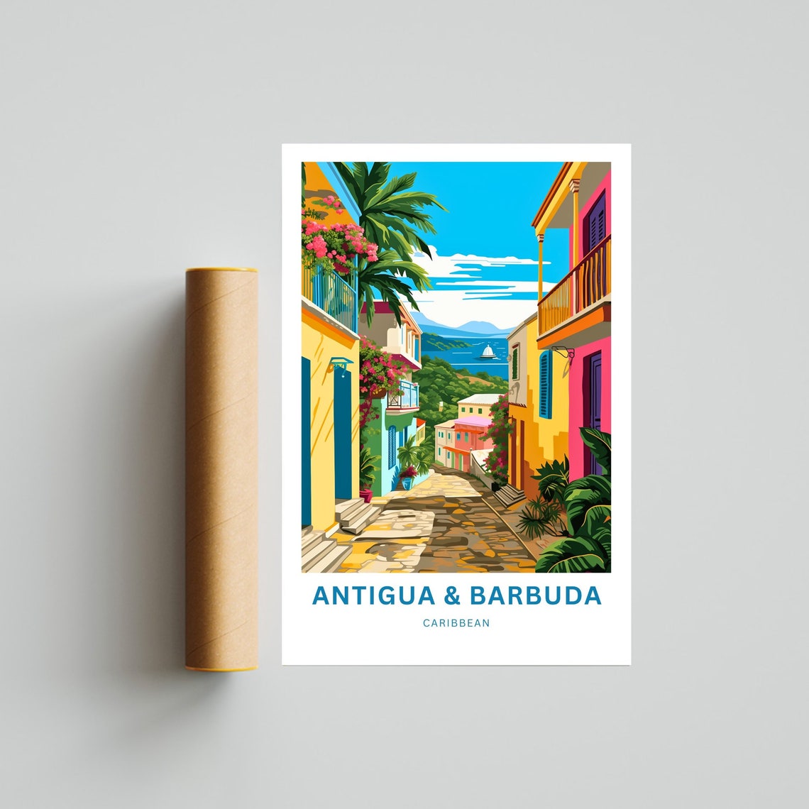 Antigua And Barbuda Travel Print Antigua And Barbuda Poster Caribbean Wall Art Gift Antigua And Barbuda Decor Present Personalized Text - Image 4